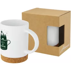 Taza de cerámica de 425 ml con base de corcho