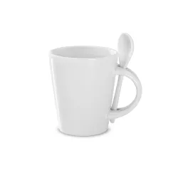 Taza con cuchara de cerámica.  